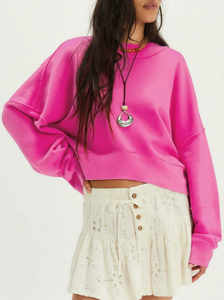 Damer avslappnad sweatshirt med snygg design och överlappande axlar Eva Jonsson-Eva Jonsson