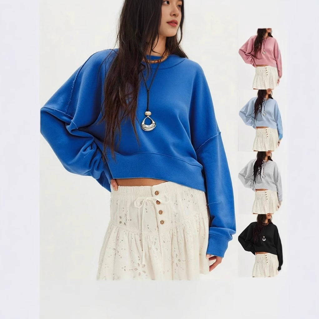 Damer avslappnad sweatshirt med snygg design och överlappande axlar Eva Jonsson-Eva Jonsson
