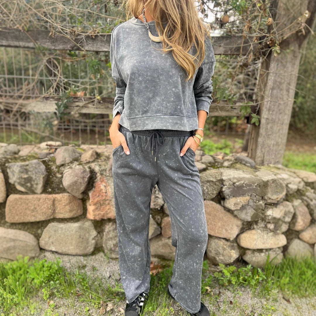Damer avslappnad sweatshirt- och fritidsbyxor-set Mirla-Eva Jonsson