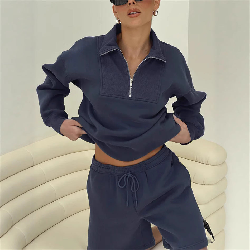 Damer avslappnad sweatshirt och shorts med kort dragkedja Eva Jonsson-Eva Jonsson