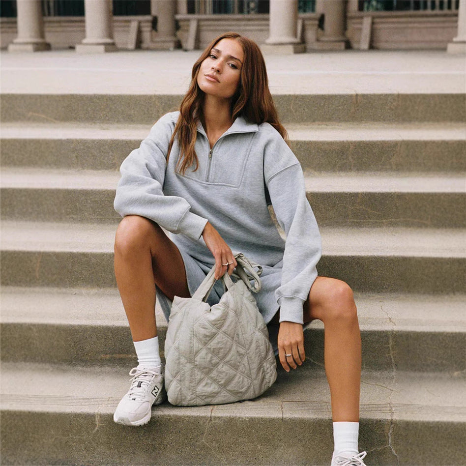 Damer avslappnad sweatshirt och shorts med kort dragkedja Eva Jonsson-Eva Jonsson