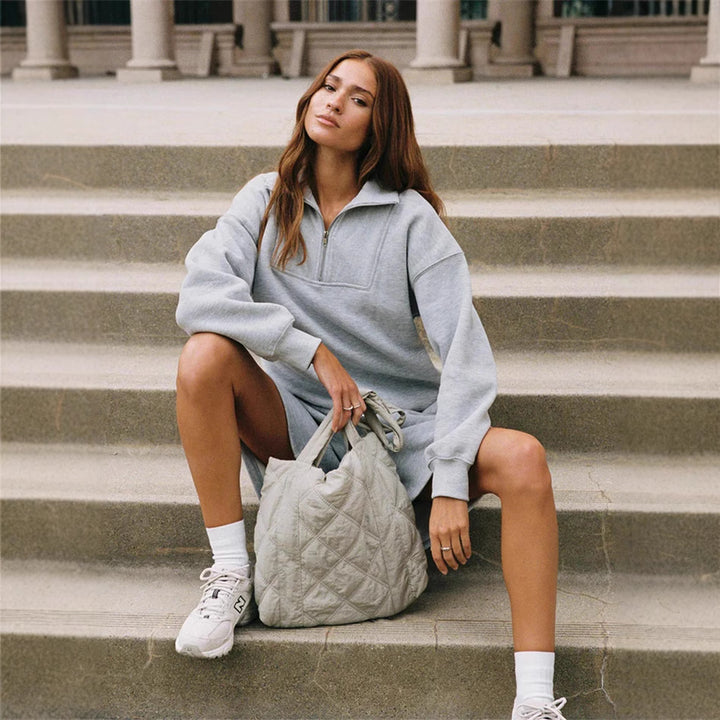Damer avslappnad sweatshirt och shorts med kort dragkedja Eva Jonsson-Eva Jonsson