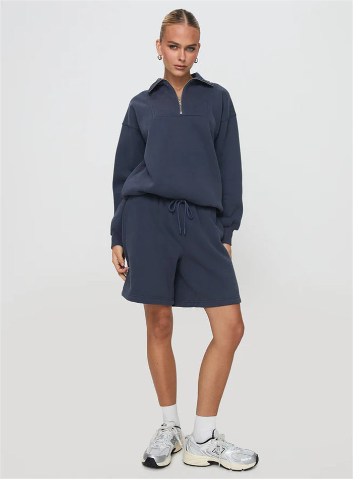 Damer avslappnad sweatshirt och shorts med kort dragkedja Eva Jonsson-Eva Jonsson