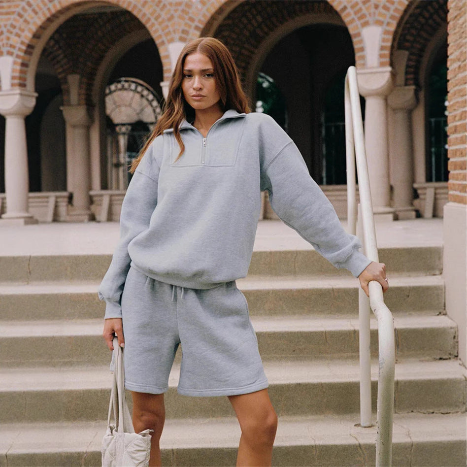 Damer avslappnad sweatshirt och shorts med kort dragkedja Eva Jonsson-Eva Jonsson