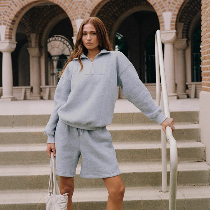 Damer avslappnad sweatshirt och shorts med kort dragkedja Eva Jonsson-Eva Jonsson
