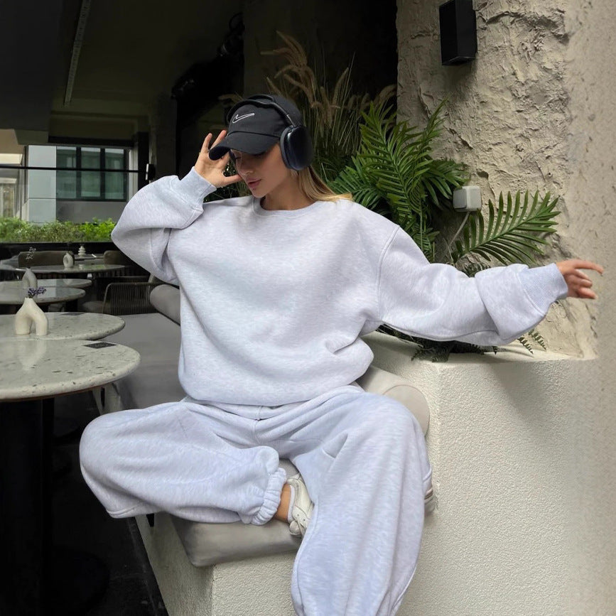 Damer avslappnad sweatshirt set med överdimensionerad skärning och elastiska ärmmuddar Mirla-Eva Jonsson
