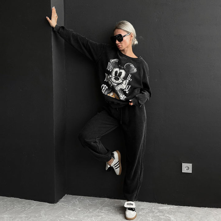 Damer avslappnad sweatshirts med Mickey-motiv Mirla-Eva Jonsson