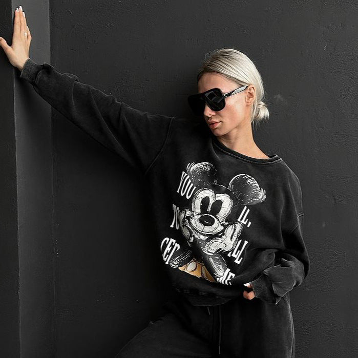 Damer avslappnad sweatshirts med Mickey-motiv Mirla-Eva Jonsson