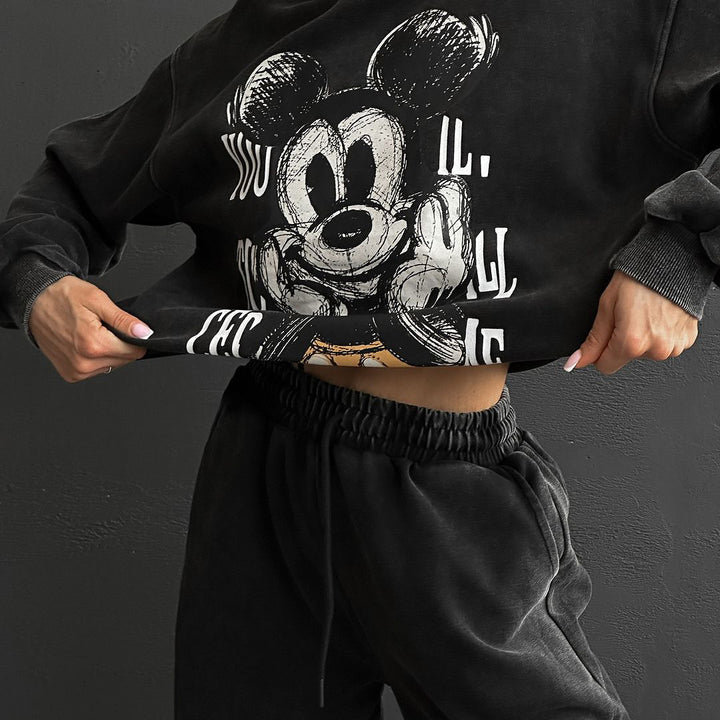 Damer avslappnad sweatshirts med Mickey-motiv Mirla-Eva Jonsson