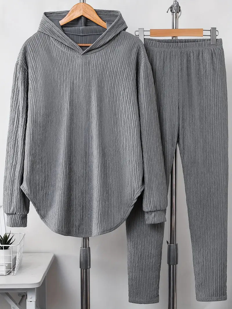 Damer avslappnad sweatskjorta och byxor set med strukturerad design Mirla-Eva Jonsson