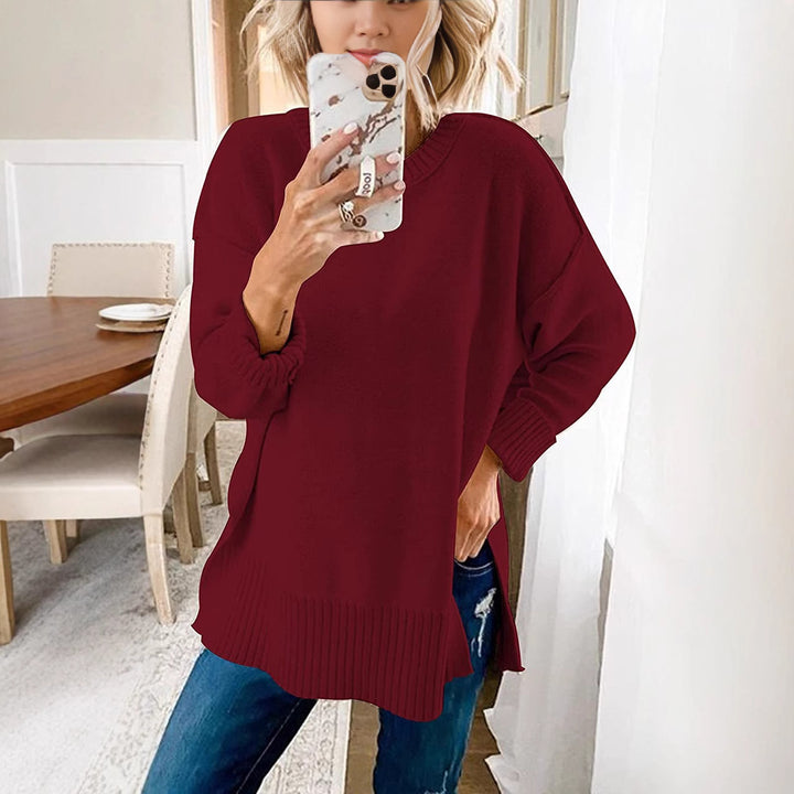 Damer avslappnad tröja med asymmetrisk fåll och strukturerad ribbdesign Mirla-Eva Jonsson