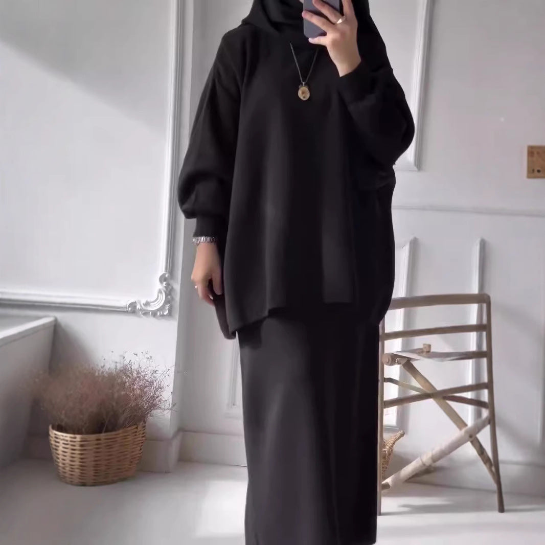 Damer avslappnad tvådelad klädset med vid passform och eleganta puffärmar Eva Jonsson-Eva Jonsson