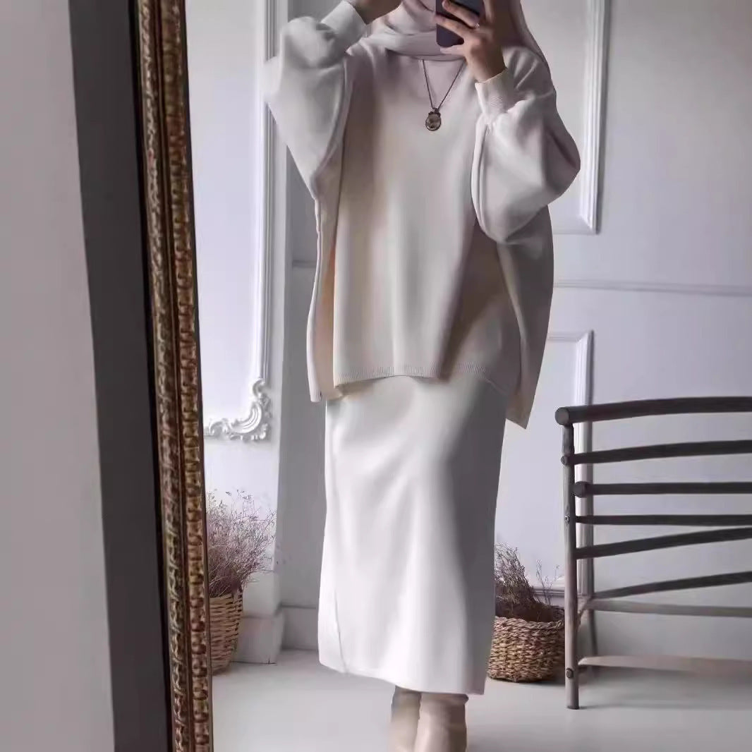 Damer avslappnad tvådelad klädset med vid passform och eleganta puffärmar Eva Jonsson-Eva Jonsson