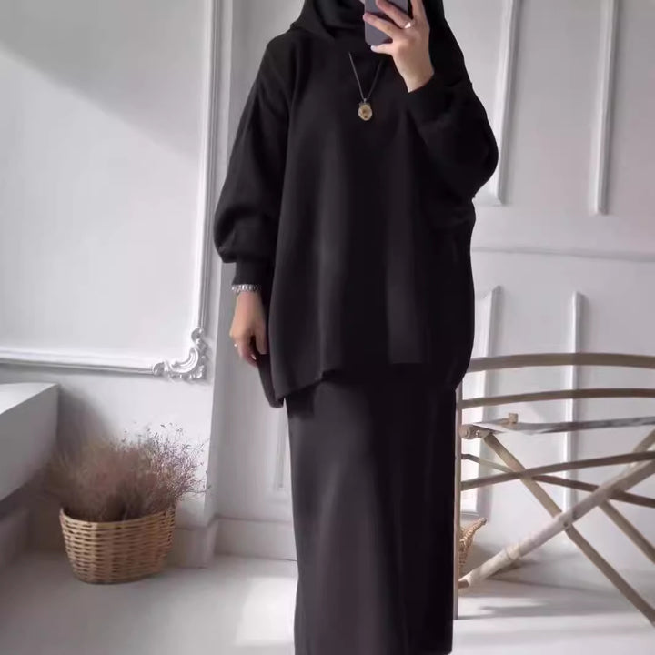 Damer avslappnad tvådelad klädset med vid passform och eleganta puffärmar Eva Jonsson-Eva Jonsson