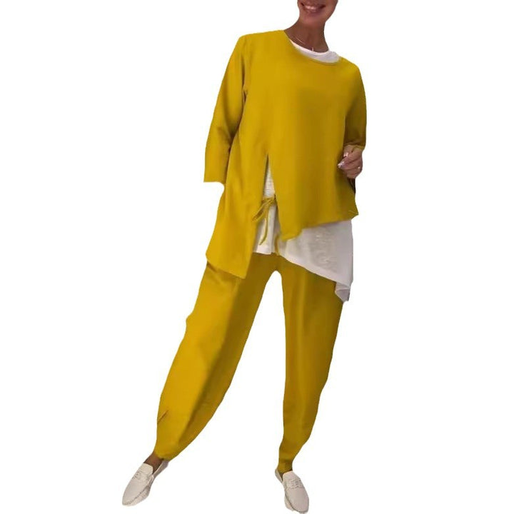 Damer avslappnad tvådelad set med asymmetrisk design och avslappnade detaljer Mirla-Eva Jonsson