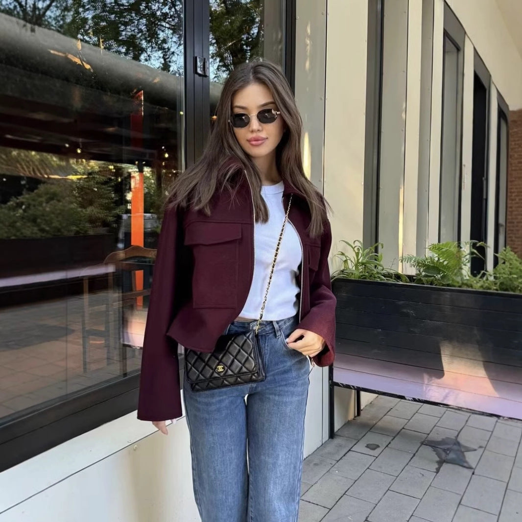 Damer avslappnad ulljacka med praktiska bröstfickor och högkvalitativ dragkedja Eva Jonsson-Eva Jonsson