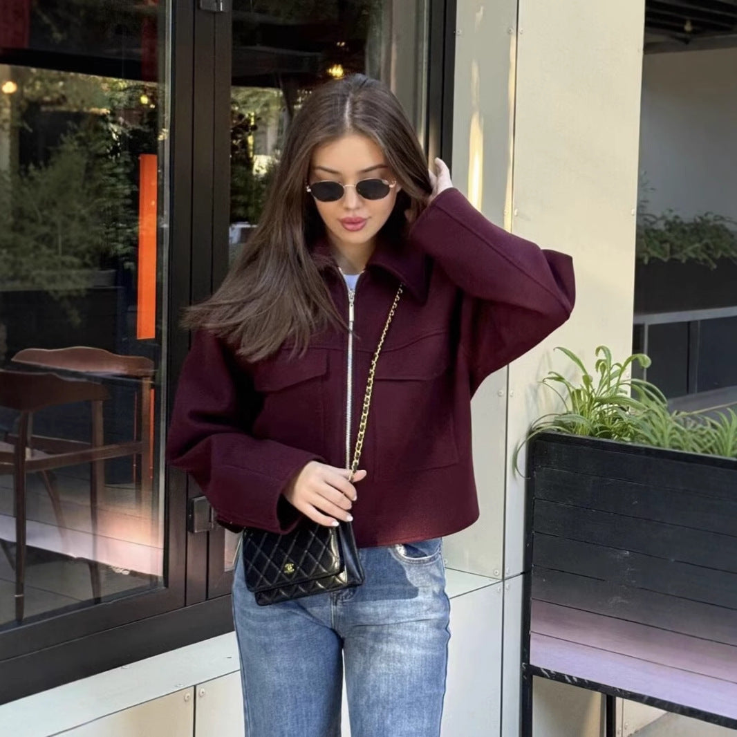 Damer avslappnad ulljacka med praktiska bröstfickor och högkvalitativ dragkedja Eva Jonsson-Eva Jonsson