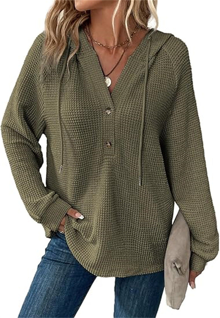 Damer avslappnad våffelstruktur-hoodie Mirla-Eva Jonsson