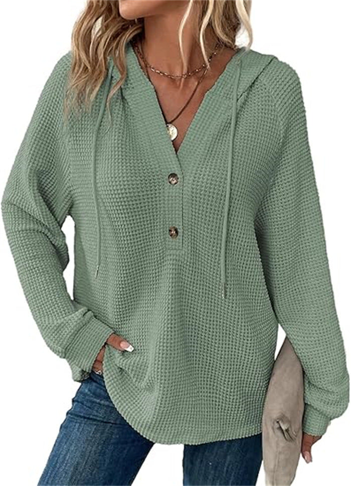Damer avslappnad våffelstruktur-hoodie Mirla-Eva Jonsson