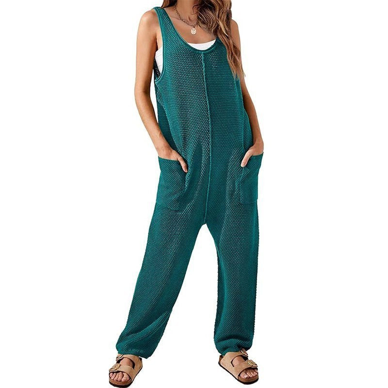 Damer avslappnad våffeltröja jumpsuit Mirla-Eva Jonsson