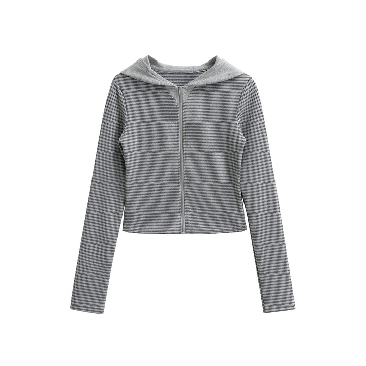 Damer avslappnad zip hoodie med fin randigt mönster Mirla-Eva Jonsson