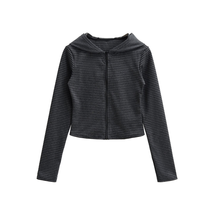 Damer avslappnad zip hoodie med fin randigt mönster Mirla-Eva Jonsson