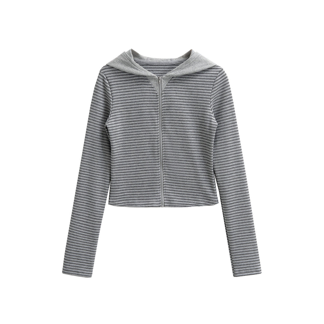 Damer avslappnad zip hoodie med fin randigt mönster Mirla-Eva Jonsson