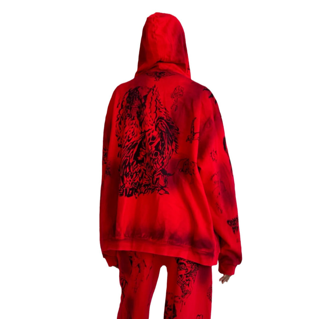 Damer avslappnad zip-hoodie med framträdande grafisk tryck Mirla-Eva Jonsson