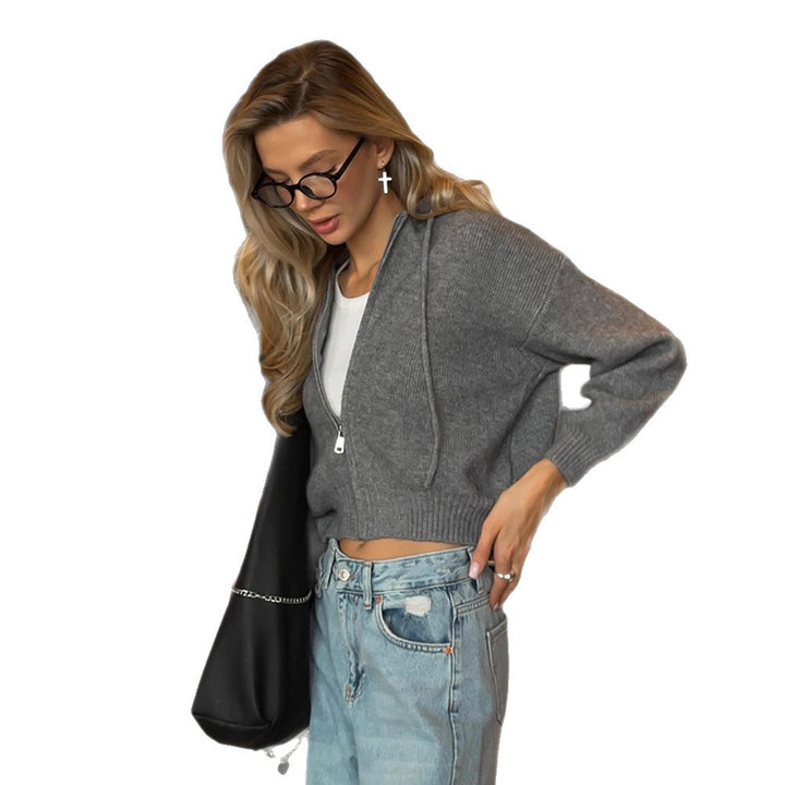 Damer avslappnad zip-hoodie med mjukt stickat och avslappnad passform Mirla-Eva Jonsson