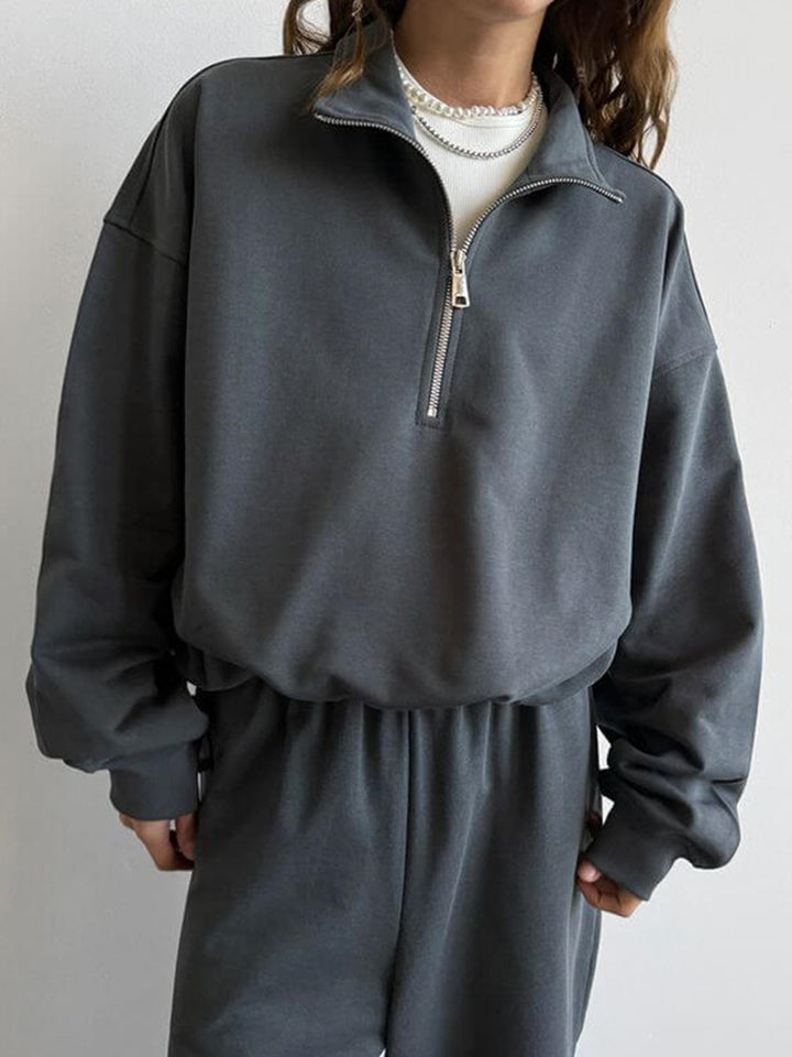 Damer avslappnad zip-hoodie med vida ärmar Mirla-Eva Jonsson