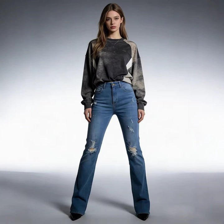 Damer avslappnade Skinny-jeans i modern Destroyed-look Mirla-Eva Jonsson