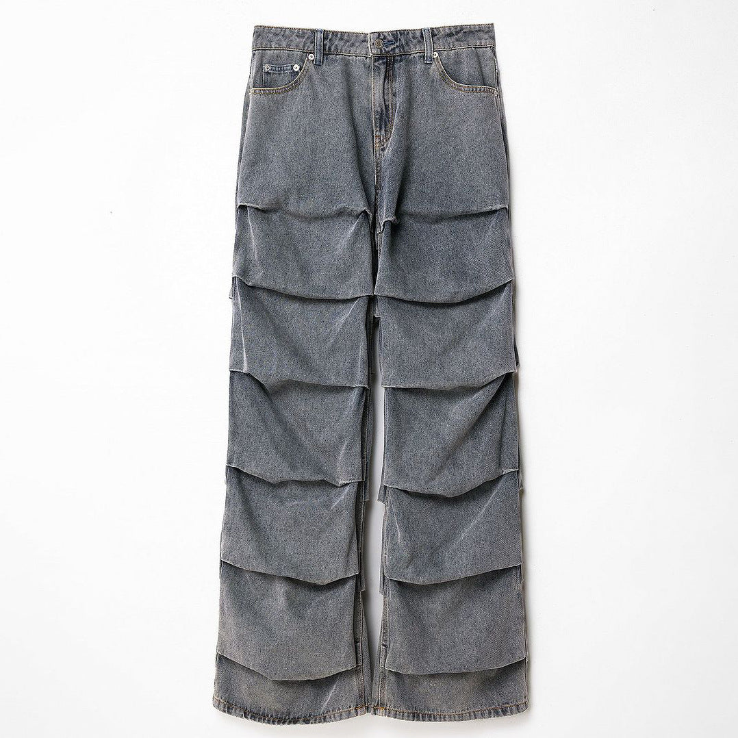 Damer avslappnade Wide-Leg Jeans med trendiga volangdetaljer Eva Jonsson-Eva Jonsson