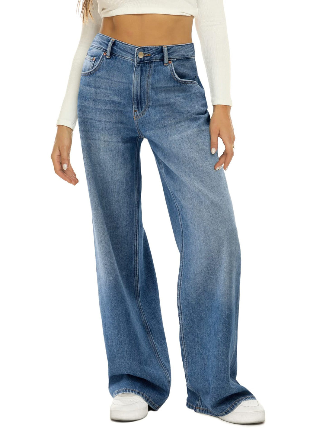 Damer avslappnade breda jeans i urban stil Mirla-Eva Jonsson