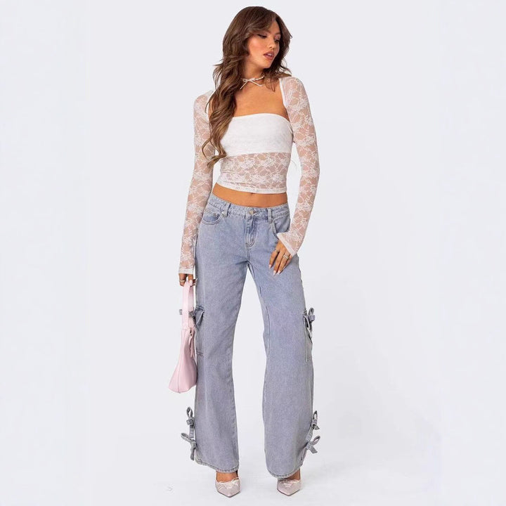 Damer avslappnade cargo-jeans med stiligt knyt-detalj Eva Jonsson-Eva Jonsson