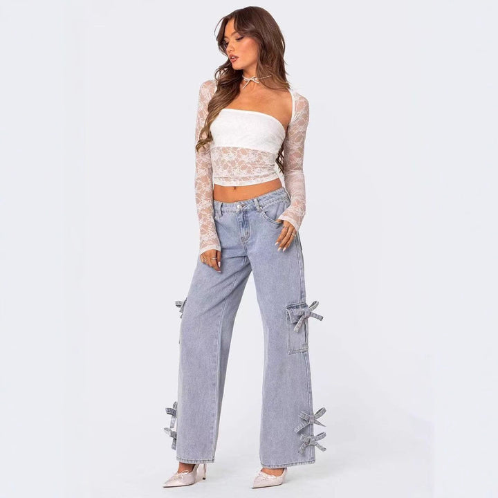 Damer avslappnade cargo-jeans med stiligt knyt-detalj Eva Jonsson-Eva Jonsson