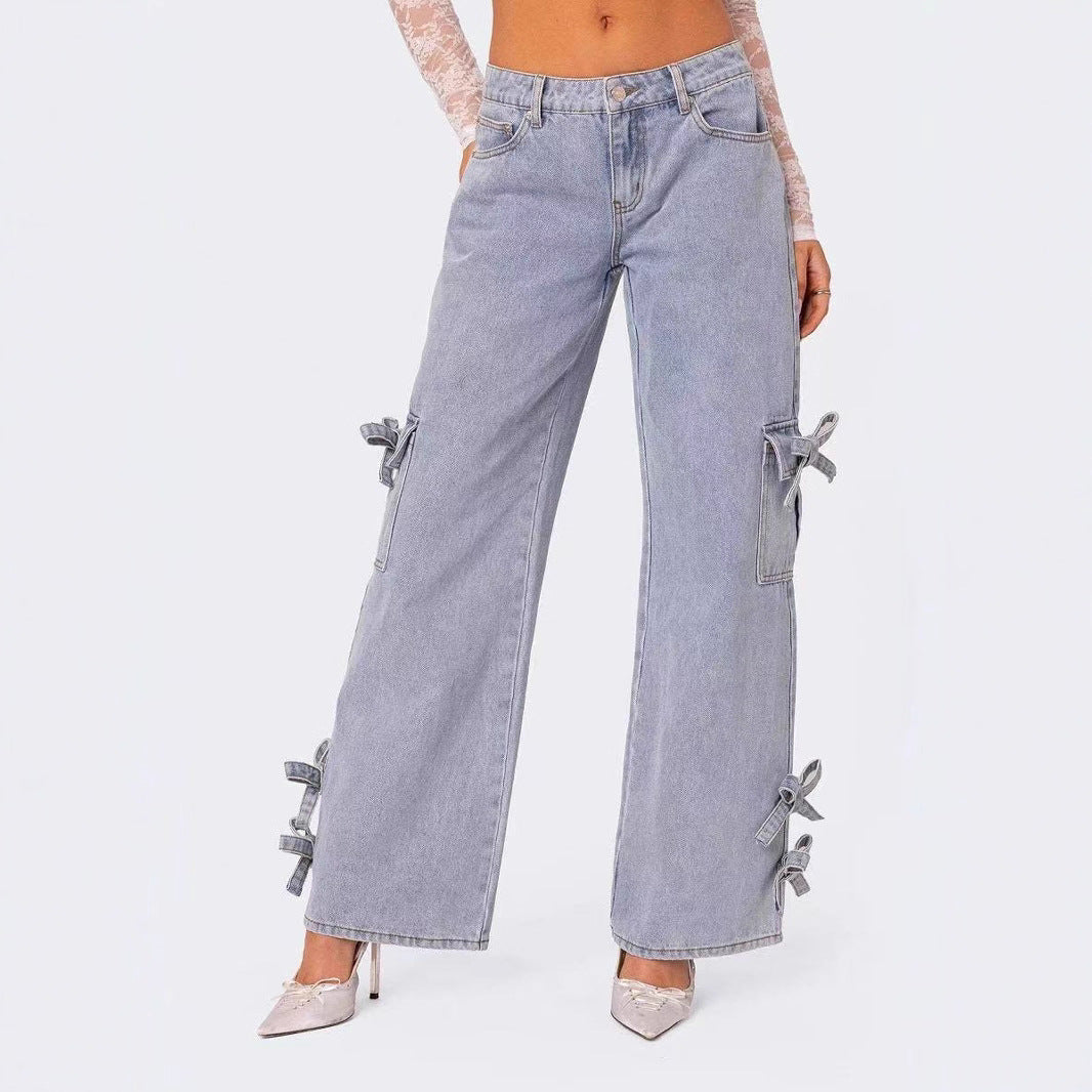 Damer avslappnade cargo-jeans med stiligt knyt-detalj Eva Jonsson-Eva Jonsson