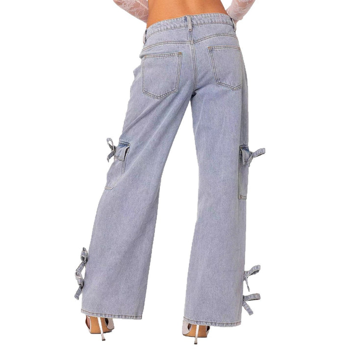 Damer avslappnade cargo-jeans med stiligt knyt-detalj Eva Jonsson-Eva Jonsson