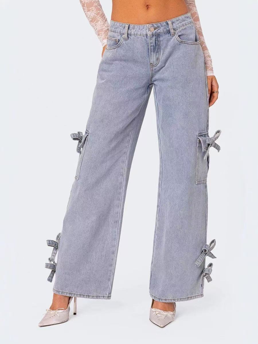 Damer avslappnade cargo-jeans med stiligt knyt-detalj Eva Jonsson-Eva Jonsson