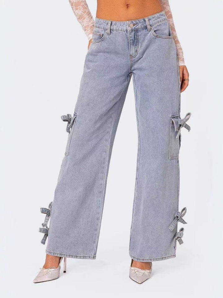 Damer avslappnade cargo-jeans med stiligt knyt-detalj Eva Jonsson-Eva Jonsson