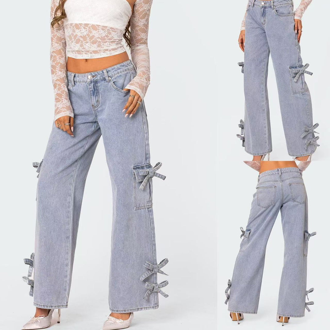 Damer avslappnade cargo-jeans med stiligt knyt-detalj Eva Jonsson-Eva Jonsson