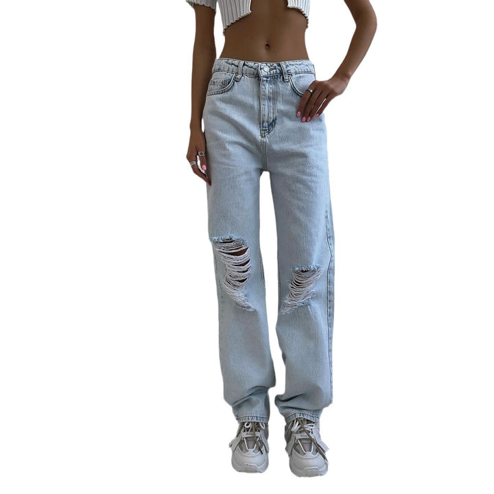 Damer avslappnade högmidjade jeans med fransiga detaljer Mirla-Eva Jonsson