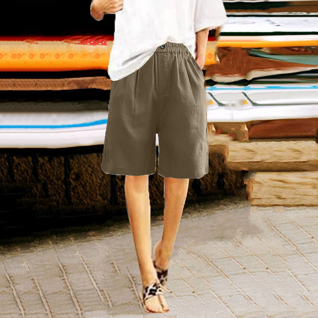 Damer avslappnade linne-shorts Eva Jonsson-Eva Jonsson