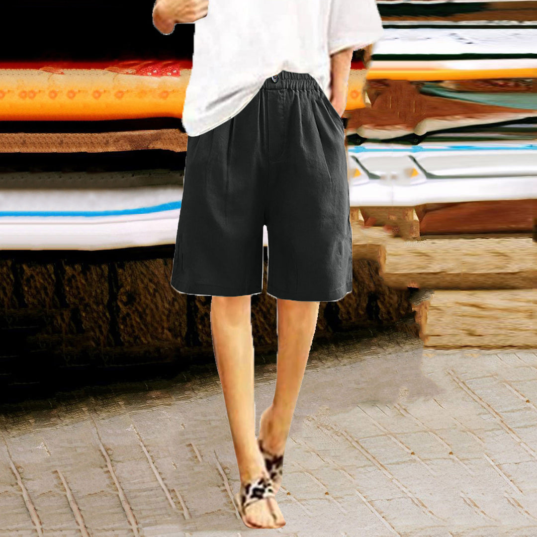 Damer avslappnade linne-shorts Eva Jonsson-Eva Jonsson