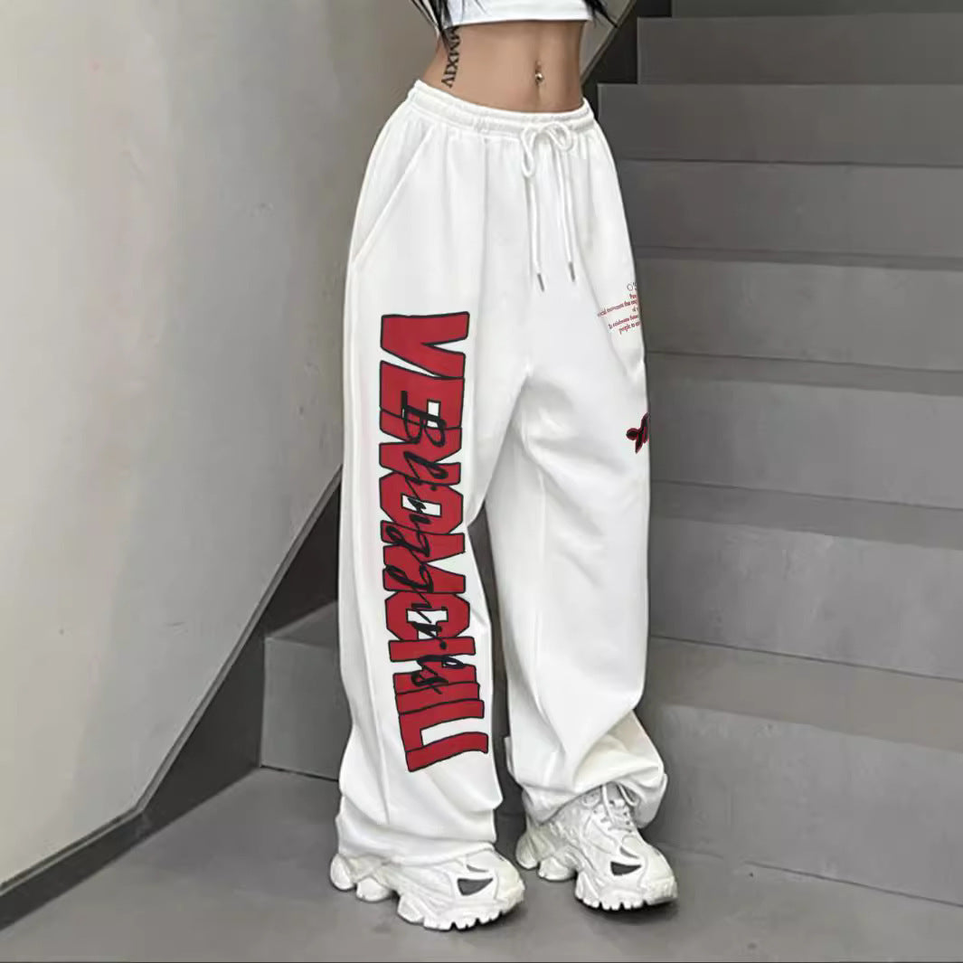 Damer avslappnade sweatpants med grafiskt tryck och elastisk midja Mirla-Eva Jonsson
