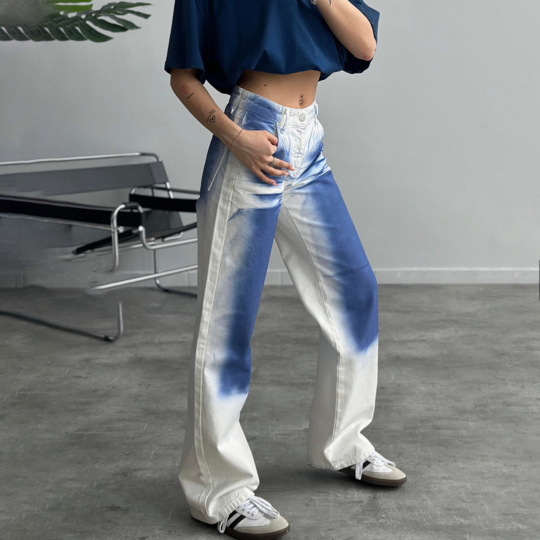 Damer avslappnade vida jeans med färgövergång Mirla-Eva Jonsson