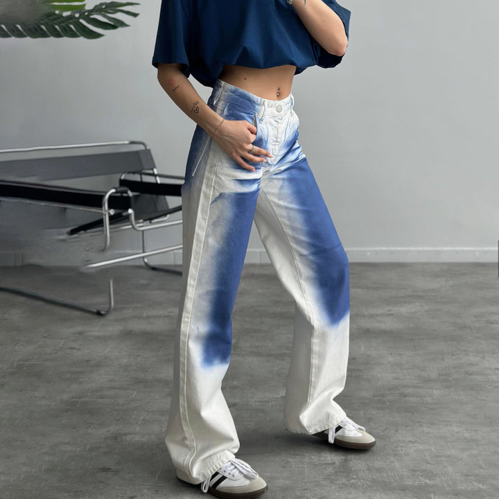 Damer avslappnade vida jeans med färgövergång Mirla-Eva Jonsson