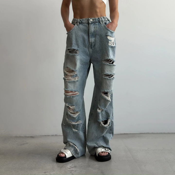 Damer avslappnade vida jeans med förstörda detaljer Eva Jonsson-Eva Jonsson