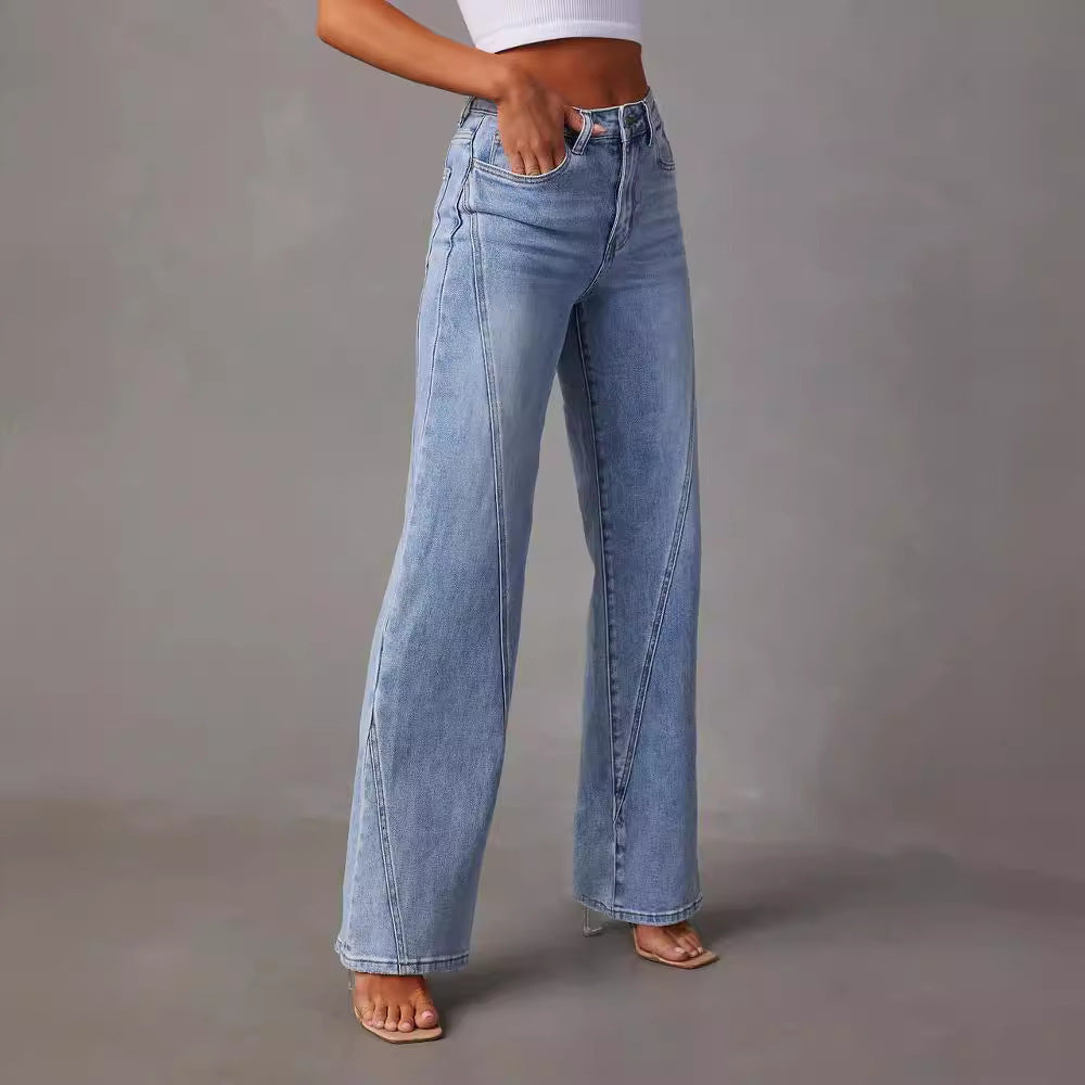Damer avslappnade vida jeans med hög midja och eleganta sömdetaljer Eva Jonsson-Eva Jonsson