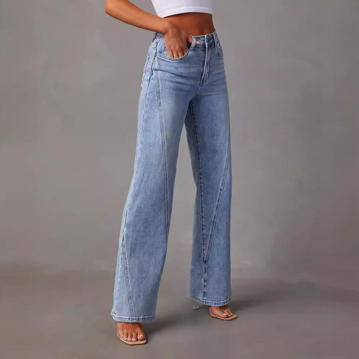 Damer avslappnade vida jeans med hög midja och eleganta sömdetaljer Eva Jonsson-Eva Jonsson