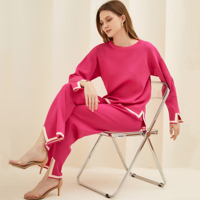 Damer avslappnande loungewear-set med kontrasterande fåll detaljer Mirla-Eva Jonsson